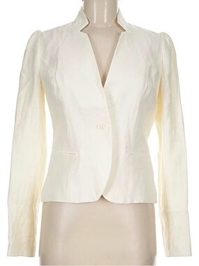 Banana Republic 100% Linen Ivory Single-Button Tailored Blazer